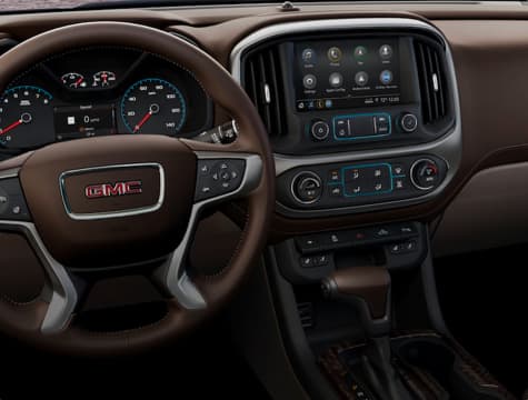 An interior shot of a car's dashboard